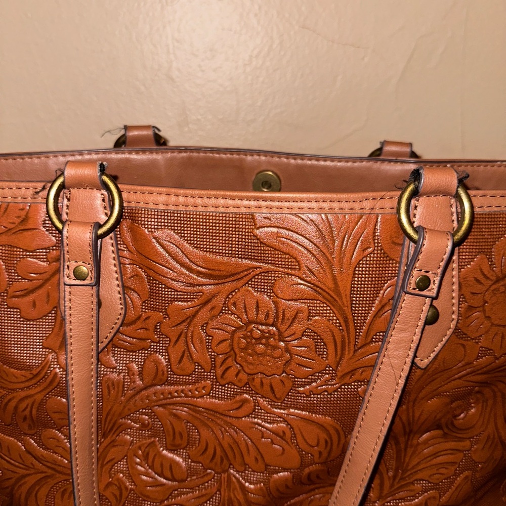 FRYE AND CO. Brown Embossed Tote Bag - Picture 8 of 11